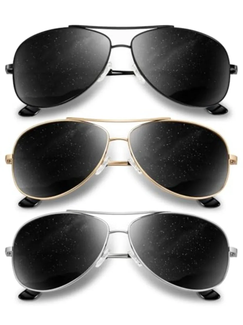 3 Pack Polarized Aviator Sunglasses Metal Frame UV400 Men Women